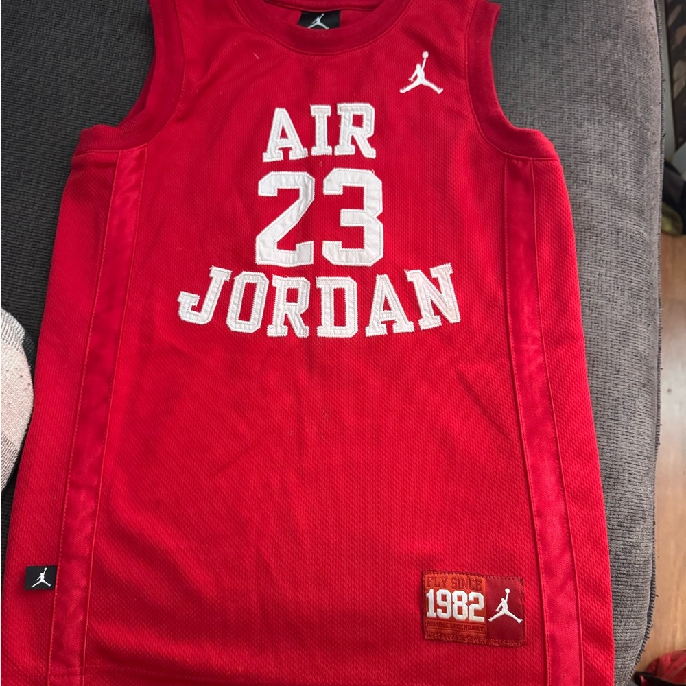 Jordan Red and White Basketball Jersey